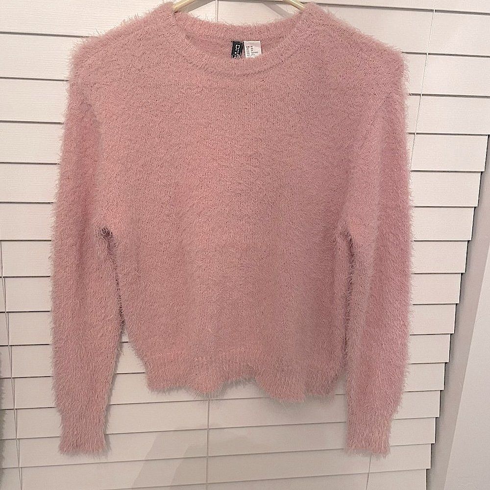 Divided Women's Top Pink Fuzzy Full Sleeves Pullover Sweater Top Size - XS